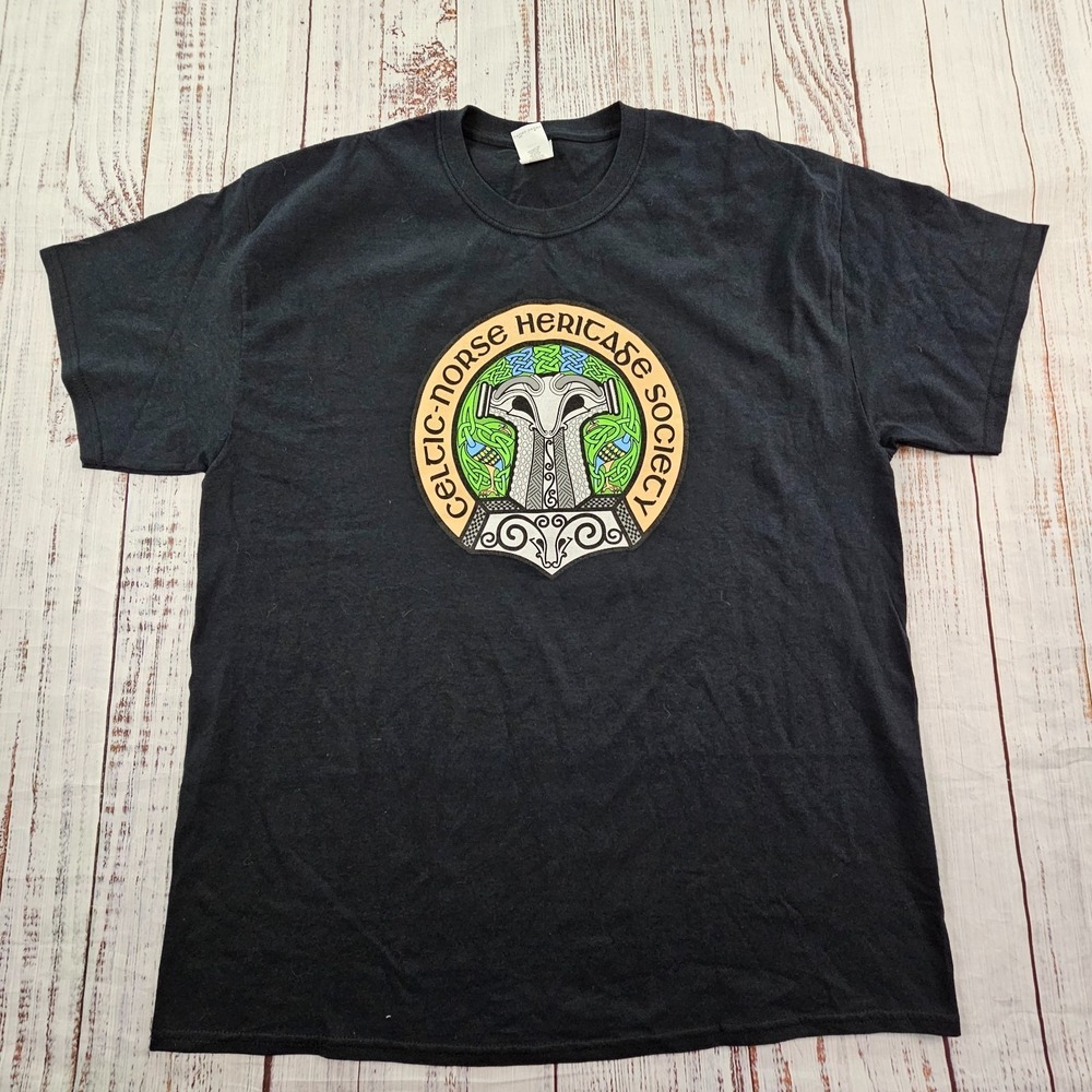 Celtic-Norse Heritage Society Black Short Sleeve Cotton T-Shirt‎ Men's XL